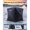 VEVOR Pop Up Ice Fishing Tent 3-4 Person 71 x 71 x 79 in Portable Shelter, for Winter Fishing, 34 sq ft Area, 300D Oxford Fabric Hub-Style Shanty, Ice Cube with Anchors, Ropes, Carrying Bag, Black