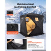 VEVOR Pop Up Ice Fishing Tent 3-4 Person 71 x 71 x 79 in Portable Shelter, for Winter Fishing, 34 sq ft Area, 300D Oxford Fabric Hub-Style Shanty, Ice Cube with Anchors, Ropes, Carrying Bag, Black