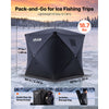 VEVOR Pop Up Ice Fishing Tent 3-4 Person 90 x 90 x 77 in Portable Shelter, for Winter Fishing, 58 sq ft Area, 300D Oxford Fabric Hub-Style Shanty, Ice Cube with Anchors, Ropes, Carrying Bag, Black