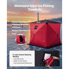 VEVOR Pop Up Ice Fishing Tent 3-4 Person 71 x 71 x 79 in Insulated Shelter, for Winter Fishing, 34 sq ft Area, 600D 4-Layer Fabric, Portable Hub-Style Shanty Cube with Anchors, Ropes, Carry Bag, Red