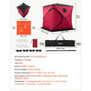 VEVOR Pop Up Ice Fishing Tent 3-4 Person 71 x 71 x 79 in Insulated Shelter, for Winter Fishing, 34 sq ft Area, 600D 4-Layer Fabric, Portable Hub-Style Shanty Cube with Anchors, Ropes, Carry Bag, Red