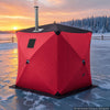 VEVOR Pop Up Ice Fishing Tent 3-4 Person 71 x 71 x 79 in Insulated Shelter, for Winter Fishing, 34 sq ft Area, 600D 4-Layer Fabric, Portable Hub-Style Shanty Cube with Anchors, Ropes, Carry Bag, Red