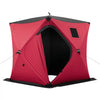 VEVOR Pop Up Ice Fishing Tent 3-4 Person 71 x 71 x 79 in Insulated Shelter, for Winter Fishing, 34 sq ft Area, 600D 4-Layer Fabric, Portable Hub-Style Shanty Cube with Anchors, Ropes, Carry Bag, Red