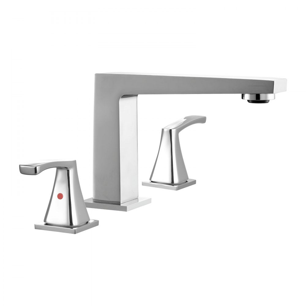 VEVOR Roman Tub Faucet, 3 Hole Waterfall Bathtub Faucet, Bath Tubs Faucets Set with 2 Handles, Roman Tub Faucets Deck Mount for Pet Washing, Baby Care, Adult Bathing, Silver, Right-Angle Tub Faucet