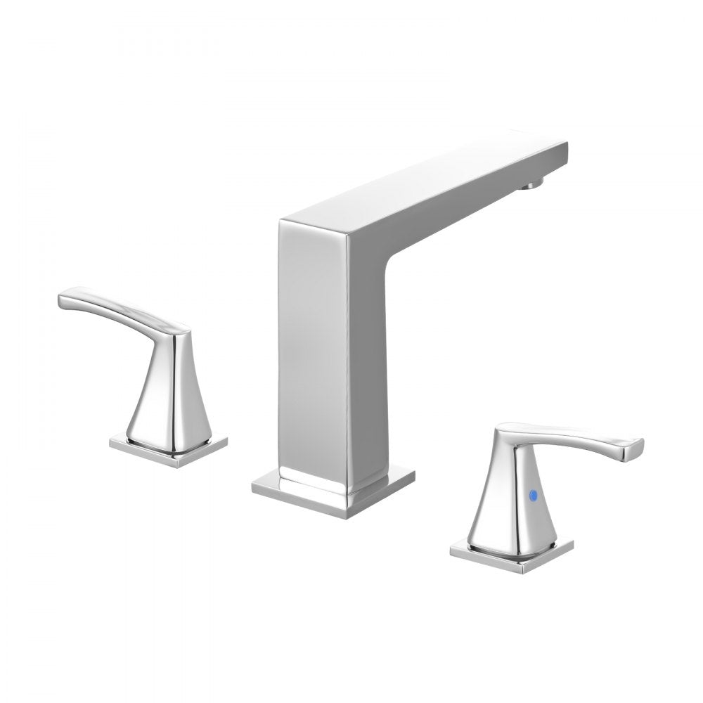 VEVOR Roman Tub Faucet, 3 Hole Waterfall Bathtub Faucet, Bath Tubs Faucets Set with 2 Handles, Roman Tub Faucets Deck Mount for Pet Washing, Baby Care, Adult Bathing, Silver, Right-Angle Tub Faucet