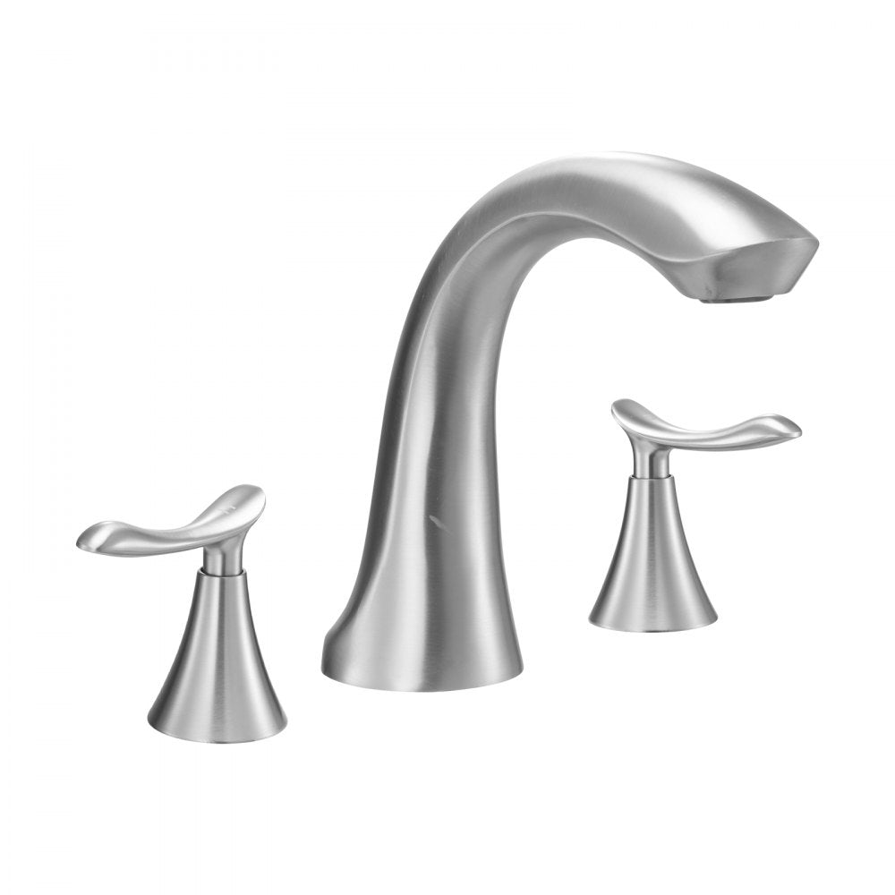 VEVOR Roman Tub Faucet, 3 Hole Waterfall Bathtub Faucet, Gooseneck Bath Tubs Faucets Set with 2 Handles, Deck Mount Bath Tub Faucets Set for Pet Washing, Adult Bathing, Brushed Stainless Steel