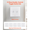 VEVOR Toggle Light Switch Wall Plates, 2-Gang Switch Electrical Outlet Covers, Standard Size 4.61in L x 4.53in H Unbreakable Polycarbonate Thermoplastic Faceplate for Receptacle Outlet&Switch(5 Pack, White)
