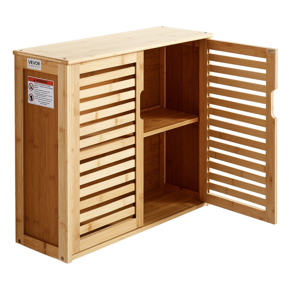 VEVOR Bathroom Wall Cabinet, 2 Doors and Adjustable Shelf with 3 Height Levels, Over the Toilet Storage Medicine Cabinet Wall Mounted, Hanging Organizer with Shelves for Laundry Room Kitchen Restroom
