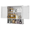 VEVOR Bathroom Wall Cabinet, 2 Doors & Adjustable Shelf, Over the Toilet Storage Medicine Cabinet Wall Mounted, Hanging Organizer with Shelves & Open Partition for Laundry Room Kitchen Restroom, White