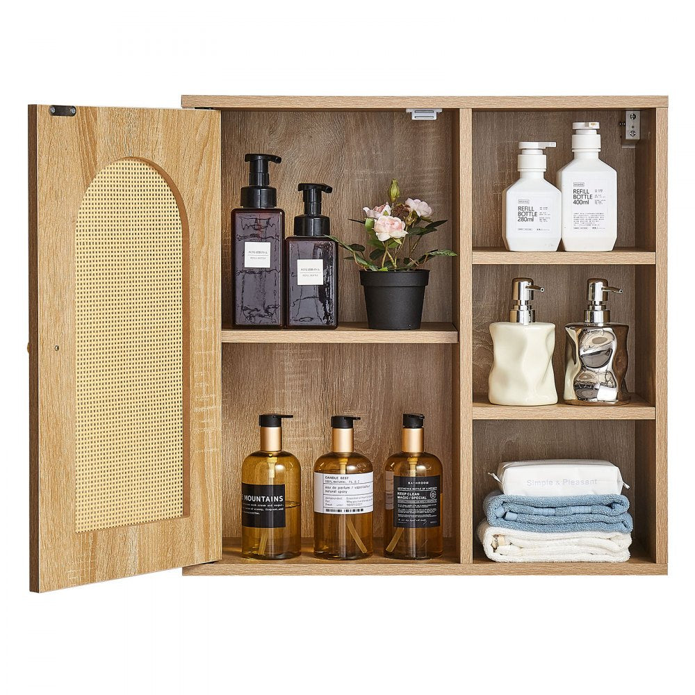 VEVOR Bathroom Wall Cabinet, Door and Adjustable Shelf with 5 Height Levels, Over the Toilet Storage Medicine Cabinet Wall Mounted, Hanging Organizer with Shelves for Laundry Room Kitchen Restroom