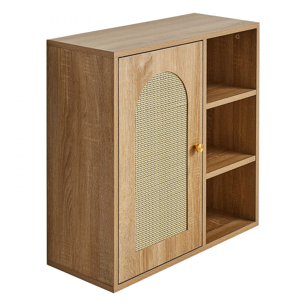 VEVOR Bathroom Wall Cabinet, Door and Adjustable Shelf with 5 Height Levels, Over the Toilet Storage Medicine Cabinet Wall Mounted, Hanging Organizer with Shelves for Laundry Room Kitchen Restroom