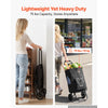 VEVOR Shopping Cart with Wheels Foldable Trolley Dolly for Groceries Black, 2-in-1 Rolling Utility Cart with Detachable Bag, Soft Foam Handle, Storage Compartments, Compact for Market Laundry Camping