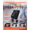 VEVOR Shopping Cart with Wheels Foldable Trolley Dolly for Groceries Black, 2-in-1 Rolling Utility Cart with Detachable Bag, Soft Foam Handle, Storage Compartments, Compact for Market Laundry Camping