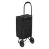 VEVOR Shopping Cart with Wheels Foldable Trolley Dolly for Groceries Black, 2-in-1 Rolling Utility Cart with Detachable Bag, Soft Foam Handle, Storage Compartments, Compact for Market Laundry Camping