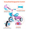 VEVOR Toddler Tricycle for 2-5 Year Old, Kids Trike with Adjustable Seat, Storage Basket, Carbon Steel Frame, Handlebar Grips for Outdoor Play, Tricycle for Toddlers, Birthday Toy for Boys and Girls