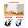 VEVOR Kitchen Island Cart with Single Door Cabinet, Mobile Carts with Drawer, Towel Rack, Hooks, Portable Table on Swivel Wheels, Small Coffee Islands Microwave Stand for Dining Room, 18x23 in, White