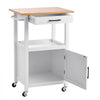 VEVOR Kitchen Island Cart with Single Door Cabinet, Mobile Carts with Drawer, Towel Rack, Hooks, Portable Table on Swivel Wheels, Small Coffee Islands Microwave Stand for Dining Room, 18x23 in, White