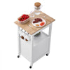 VEVOR Kitchen Island Cart with Single Door Cabinet, Mobile Carts with Drawer, Towel Rack, Hooks, Portable Table on Swivel Wheels, Small Coffee Islands Microwave Stand for Dining Room, 18x23 in, White