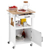 VEVOR Kitchen Island Cart with Single Door Cabinet, Mobile Carts with Drawer, Towel Rack, Hooks, Portable Table on Swivel Wheels, Small Coffee Islands Microwave Stand for Dining Room, 18x23 in, White