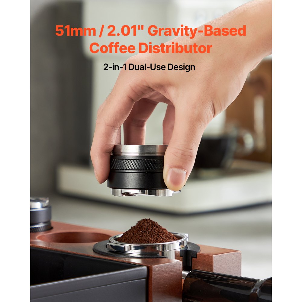 VEVOR Coffee Distributor 51mm, 2-in-1 Adjustable Espresso Distributor with Fan-Shaped Base, Coffee Distributor 304 Stainless Steel with Easy-to-Disassemble Design