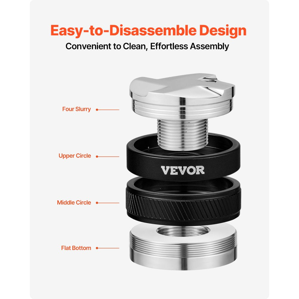 VEVOR Coffee Distributor 53mm, 2-in-1 Adjustable Espresso Distributor with Fan-Shaped Base, Coffee Distributor 304 Stainless Steel with Easy-to-Disassemble Design