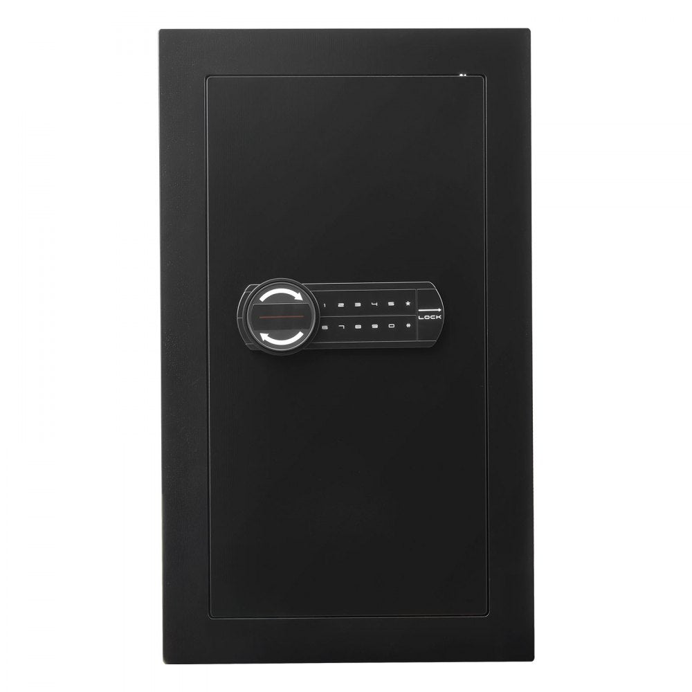 VEVOR Wall Safe, 3-Tier Hidden Wall Mounted Safe with Password & Key, Q235 Cold-Rolled Steel In-Wall Box with LED Lighting, 2 Adjustable Shelves & 5 Key Holders for Money, Jewelry, Passport, Black