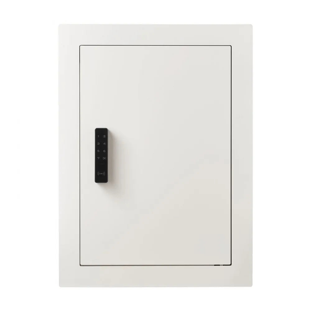 VEVOR 0.83 sq.ft Wall Safe, 3-Tier Hidden Wall Safe with Password, Key & Turning Knob, Q235 Cold-Rolled Steel In-Wall Box with Adjustable Shelves & Mounting Holes for Money, Jewelry, Passport, White