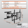 VEVOR Full Motion TV Mount Fits for Most 37-75 inch TVs, Swivel Tilt Horizontal Adjustment TV Wall Mount Bracket with 4 Articulating Arms, Max VESA 600x400mm, Holds up to 132 lbs