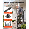 VEVOR Handrails for Outdoor Steps, 2-3 Step Stair Hand Rail Kit, Black, Flat Tube Stair Rails with Crossbar, for Seniors, Concrete Steps, Porch & Deck, Galvanized Steel Railings w/ Installation Kit