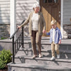 VEVOR Handrails for Outdoor Steps, 2-3 Step Stair Hand Rail Kit, Black, Flat Tube Stair Rails with Crossbar, for Seniors, Concrete Steps, Porch & Deck, Galvanized Steel Railings w/ Installation Kit