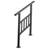 VEVOR Handrails for Outdoor Steps, 2-3 Step Stair Hand Rail Kit, Black, Flat Tube Stair Rails with Crossbar, for Seniors, Concrete Steps, Porch & Deck, Galvanized Steel Railings w/ Installation Kit