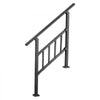 VEVOR Handrails for Outdoor Steps, 2-3 Step Stair Hand Rail Kit, Black, Flat Tube Stair Rails with Crossbar, for Seniors, Concrete Steps, Porch & Deck, Galvanized Steel Railings w/ Installation Kit
