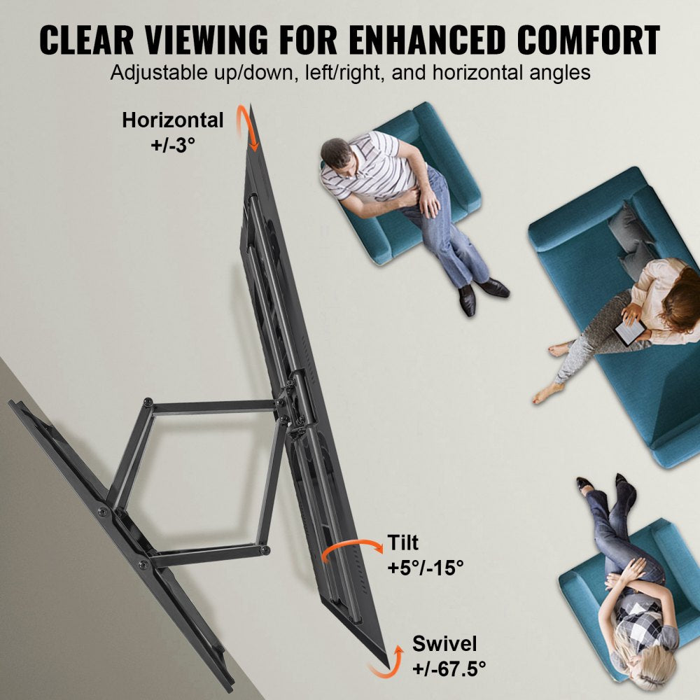 VEVOR Full Motion TV Mount Fits for Most 37-90 inch TVs, Swivel Tilt Horizontal Adjustment TV Wall Mount Bracket with 4 Articulating Arms, Max VESA 600x400mm, Holds up to 165 lbs