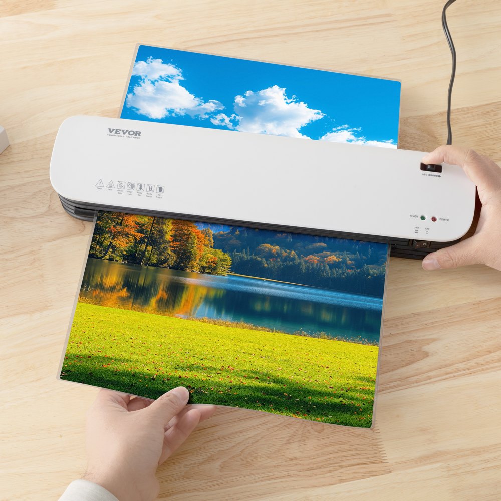 VEVOR Laminator Machine, Thermal Laminator for Max A3 Paper Size, 2-3 min Quick Warm Portable Laminator, 3-5 mil Thickness, Ideal for Home, Office, Business, or School Supplies, White + Black