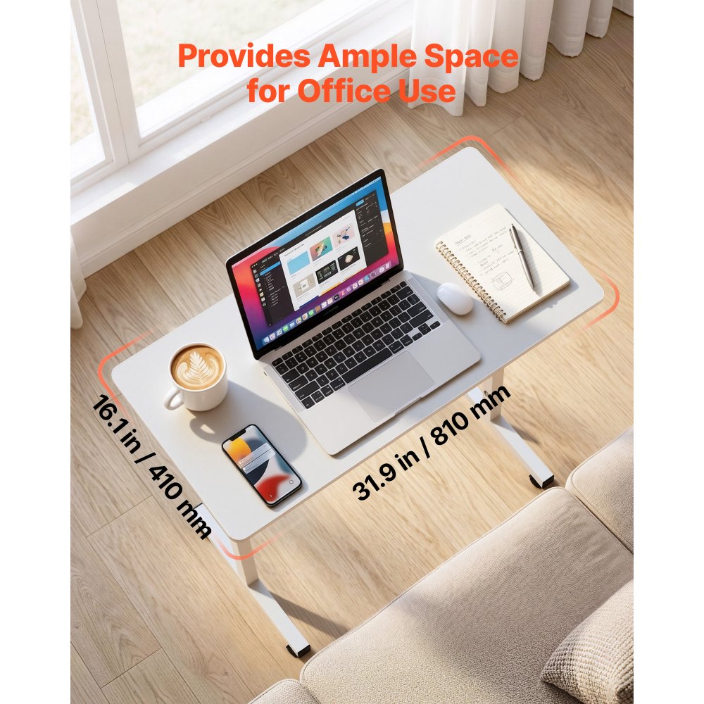 VEVOR Standing Desk, Adjustable Height Mobile Stand Up Desk with Lockable Casters, 32 x 16 in Small Computer Sit Stand Rolling Workstation with Hook, 55.1 lbs Desktop Capacity, for Home Office, White