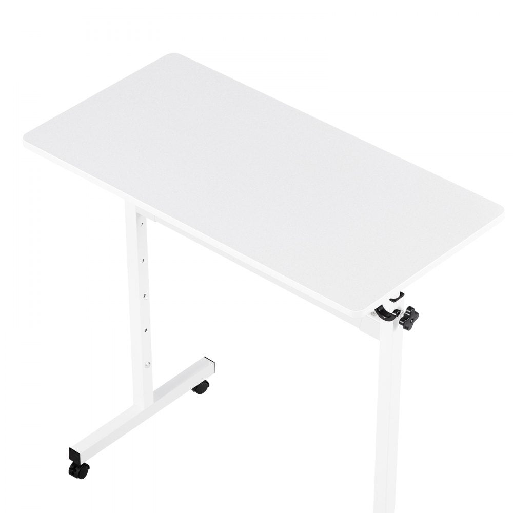 VEVOR Standing Desk, Adjustable Height Mobile Stand Up Desk with Lockable Casters, 32 x 16 in Small Computer Sit Stand Rolling Workstation with Hook, 55.1 lbs Desktop Capacity, for Home Office, White