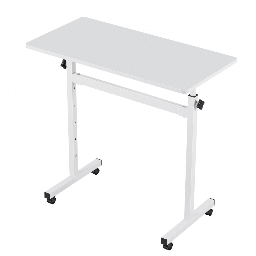 VEVOR Standing Desk, Adjustable Height Mobile Stand Up Desk with Lockable Casters, 32 x 16 in Small Computer Sit Stand Rolling Workstation with Hook, 55.1 lbs Desktop Capacity, for Home Office, White