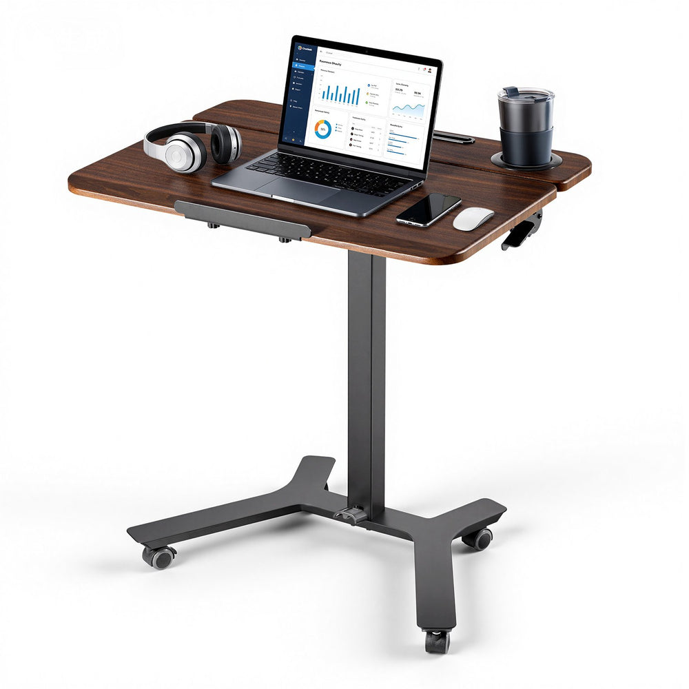 VEVOR Standing Desk, Adjustable Height Mobile Stand Up Desk with Tilting Desktop, 28.2 x 20.7 in Small Computer Sit Stand Workstation, 33 lbs Capacity, Foot Pedal Pneumatic Lift for Home, Office