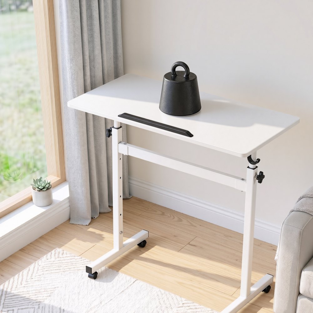 VEVOR Standing Desk, Adjustable Height Mobile Stand Up Desk 360° Tilting Desktop, 32 x 16 in Small Computer Sit Stand Rolling Workstation w/ Hook, Lockable Casters, 55.1 lbs Capacity for Home Office
