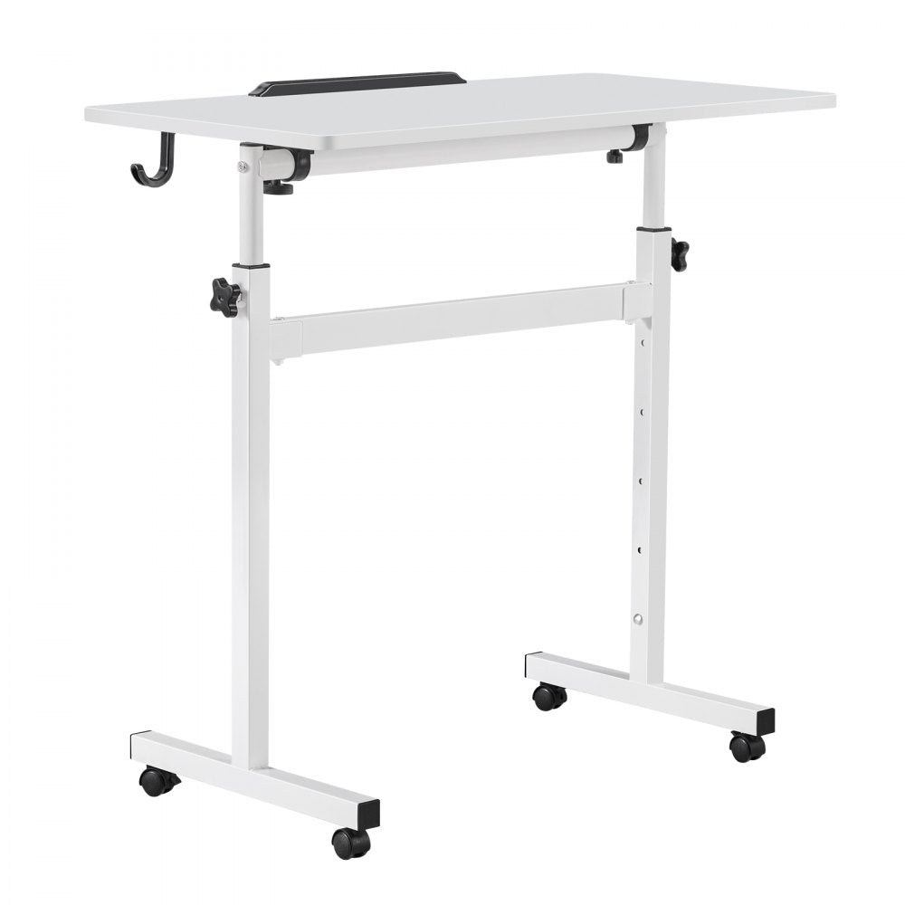 VEVOR Standing Desk, Adjustable Height Mobile Stand Up Desk 360° Tilting Desktop, 32 x 16 in Small Computer Sit Stand Rolling Workstation w/ Hook, Lockable Casters, 55.1 lbs Capacity for Home Office