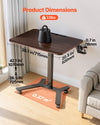 VEVOR Standing Desk, Adjustable Height Mobile Stand Up Desk w/ Casters, 28.2 x 20.5 in Small Computer Sit Stand Rolling Workstation w/ Hook, 33 lbs Capacity, Foot Pedal Pneumatic Lift for Home Office