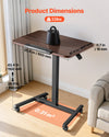 VEVOR Standing Desk, Adjustable Height Mobile Stand Up Desk with Tilting Desktop, 25.6 x 19 in Small Computer Sit Stand Rolling Workstation with 4 Casters, 33 lbs Capacity, Ideal for Home Office
