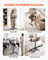 VEVOR Standing Desk, Adjustable Height Mobile Stand Up Desk with Tilting Desktop, 25.6 x 19 in Small Computer Sit Stand Rolling Workstation with 4 Casters, 33 lbs Capacity, Ideal for Home Office