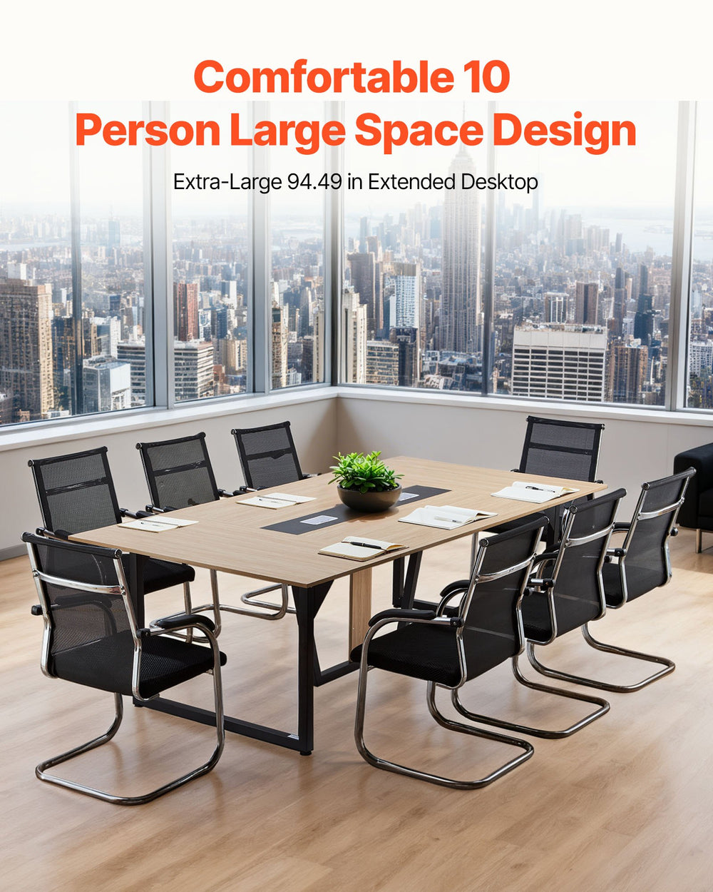 VEVOR conference table in meeting room seating up to 10 people