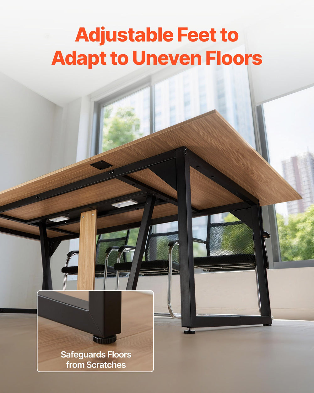 VEVOR conference table adjustable feet to adapt to uneven floors and protect floors