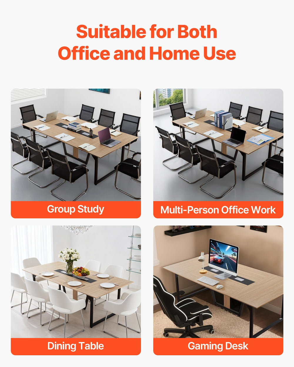 VEVOR conference table suitable for office and home use group study dining table gaming desk