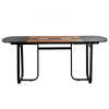 VEVOR Conference Table, 6 ft Oval Office Meeting Table for 6-8 Person, Modern Seminar Desk with Metal Legs, Large Meeting Desk for Office, Boardroom, Conference Room, Easy Assembly, Black & Brown