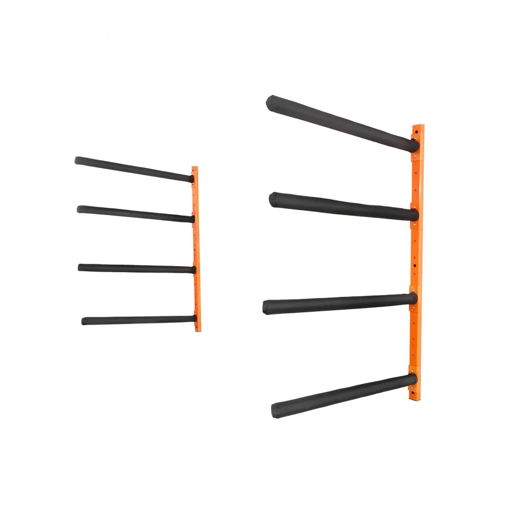 VEVOR Wall Kayak Storage Rack, 4-Capacity Wall Mounted Kayak Holders for Kayak Canoe Paddle Board, Kayak Storage Hooks with Adjustable Padded Arms, 400 LBS Load Kayak Hanger for Indoor Outdoor Garage