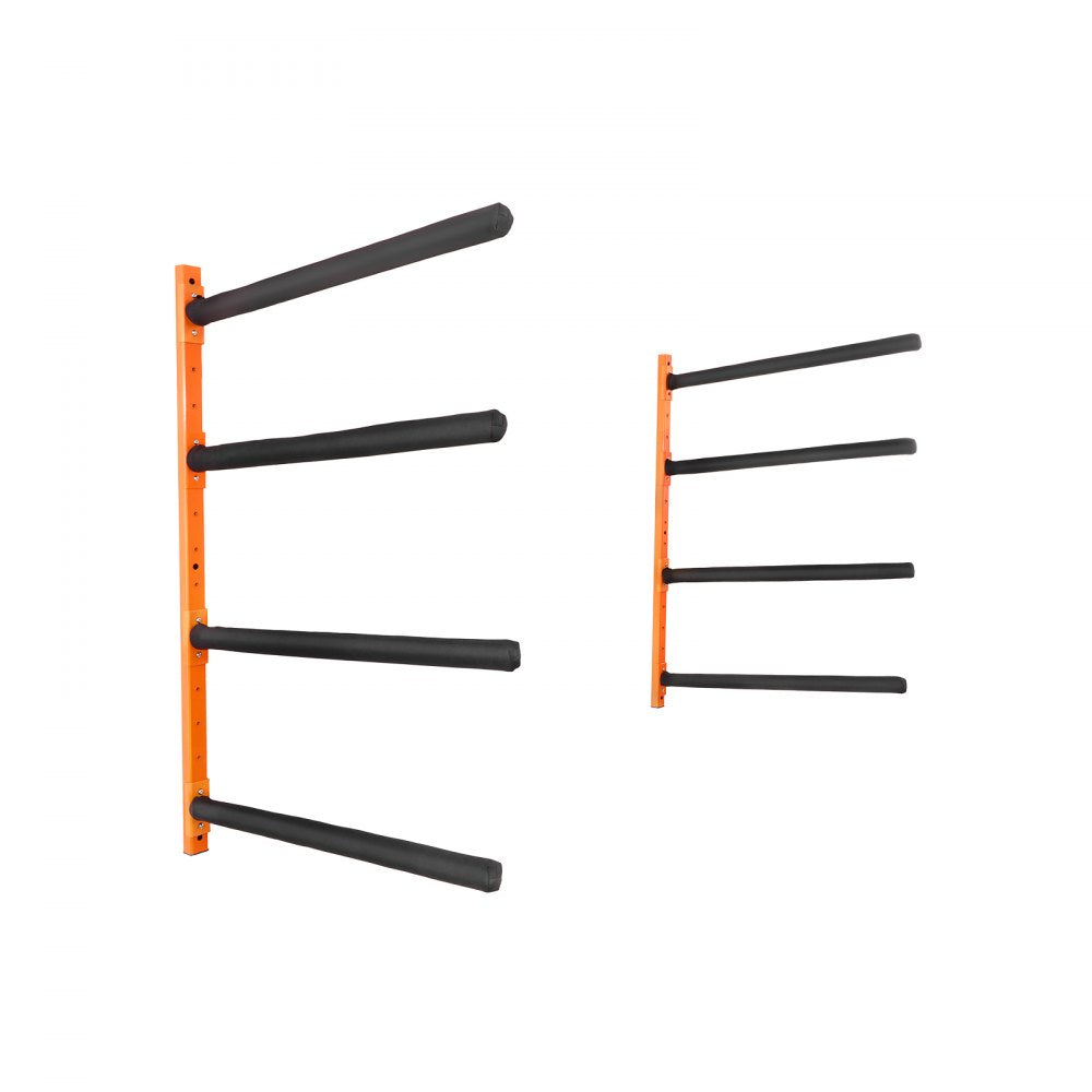 VEVOR Wall Kayak Storage Rack, 4-Capacity Wall Mounted Kayak Holders for Kayak Canoe Paddle Board, Kayak Storage Hooks with Adjustable Padded Arms, 400 LBS Load Kayak Hanger for Indoor Outdoor Garage