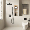 VEVOR Shower Faucet Set, Rainfall Bathroom Shower System with 12-Inch Square Rain Shower Head and Handheld Spray, Wall Mounted Bath Fixtures with Brass Valve and Trim Kit, Matte Black